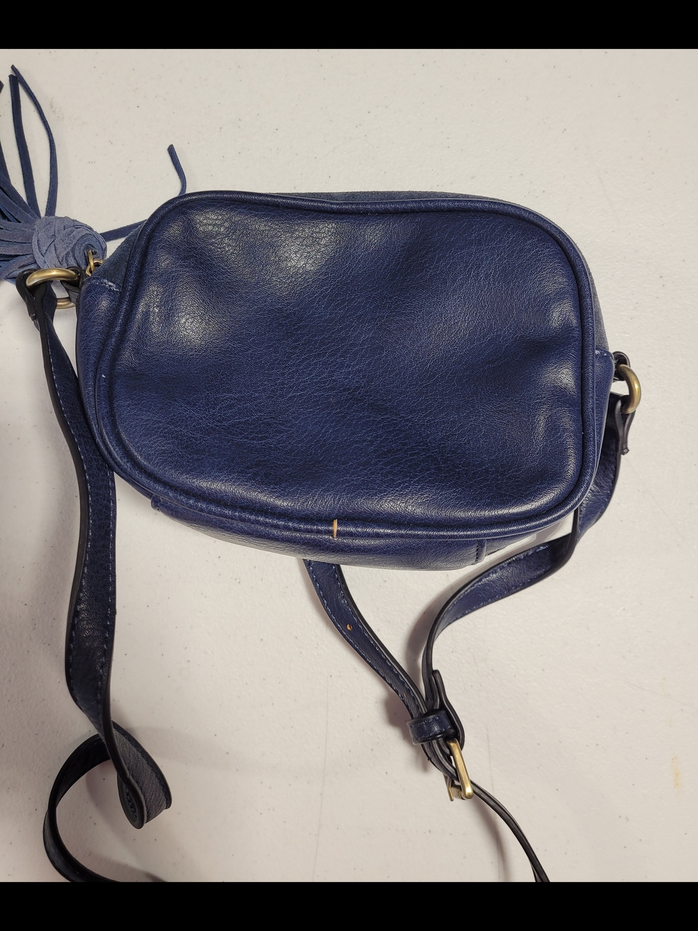 Kelly & Katie Navy Suede & Leather Crossbody Bag - Picture 3 of 4
